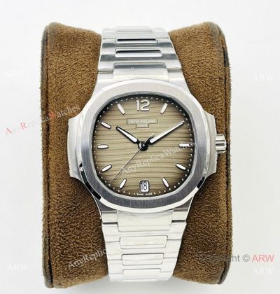 3k Factory Watches 1:1 Replica Patek Philippe Nautilus Ladies 34 Watch Silver Steel Gray Dial